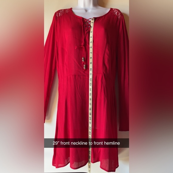 Mini Red Dress Western or Bohemian - Picture 2 of 5